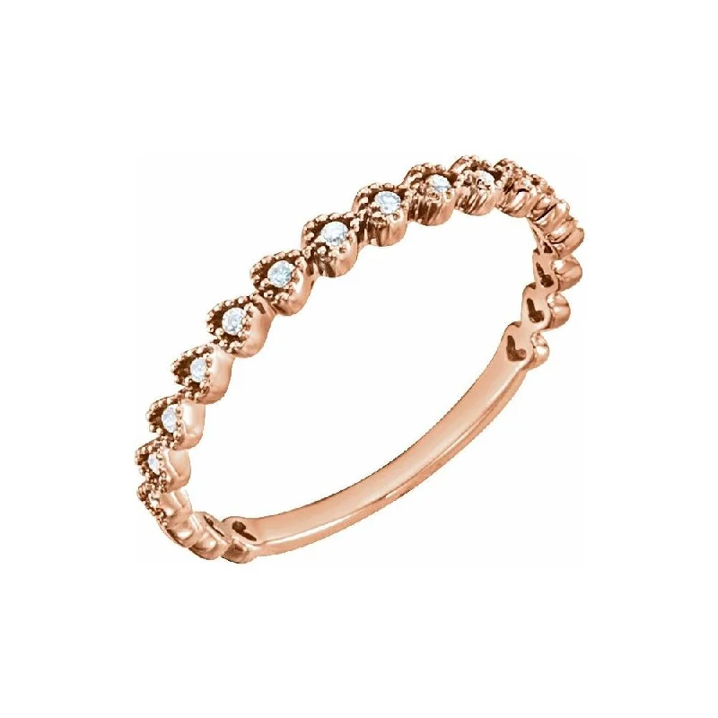 Women’s silver engagement rings-14K Rose Gold .06 CTW Diamond Stackable Heart Ring for Women