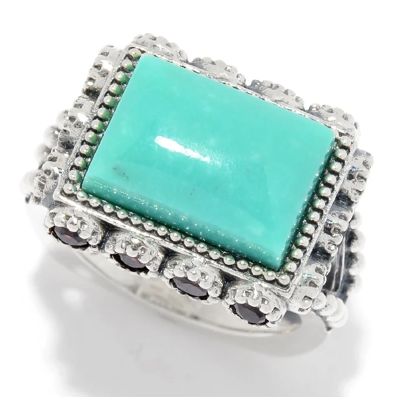 Women’s elegant wedding rings-Sterling Silver Turquoise & Gem East-West Ring