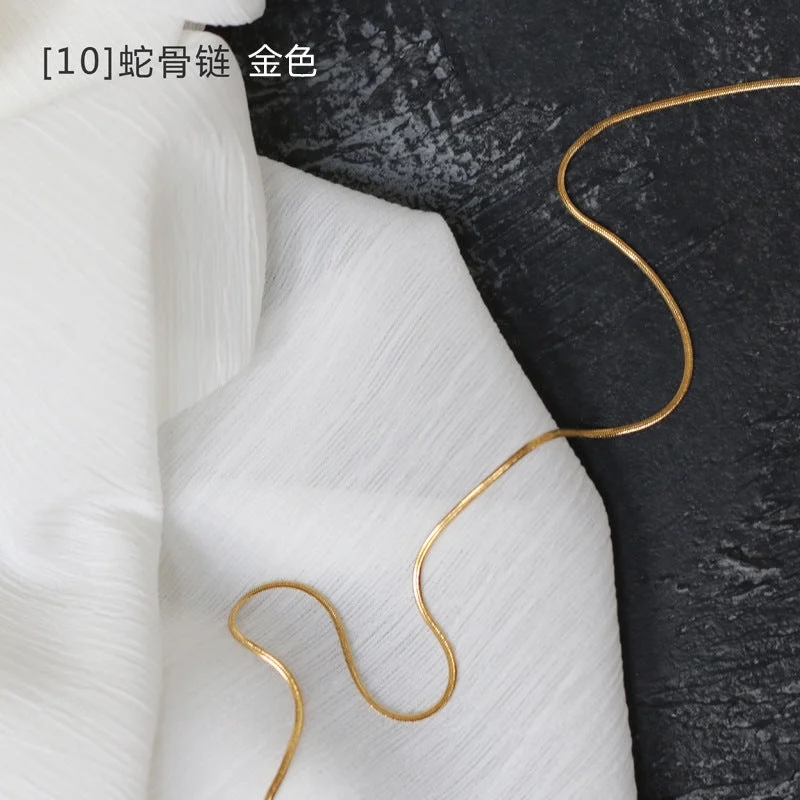 [10] Flat Snake Bones Chain Gold 50cm