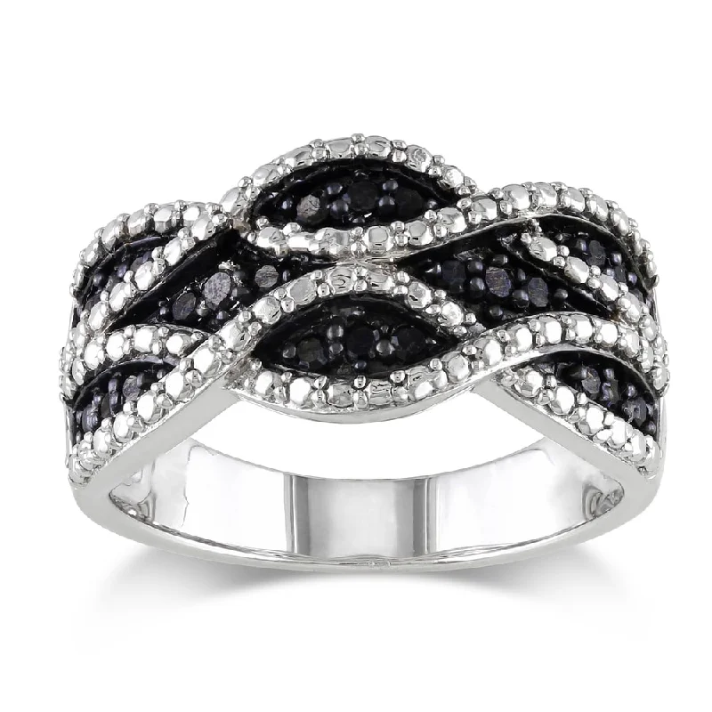 Women’s affordable engagement rings with diamonds-Miadora Sterling Silver 1/4ct TDW Black Diamond Ring