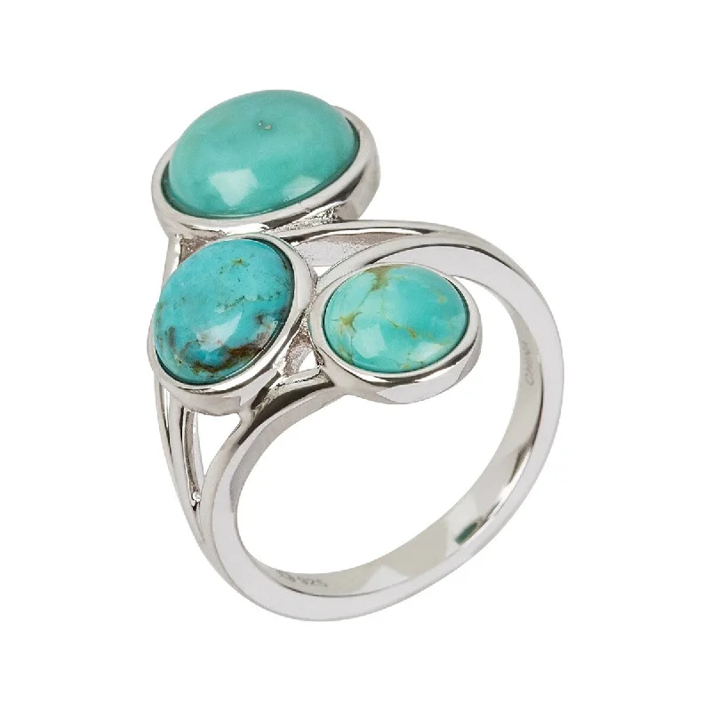 Women’s eternity band rings-Turquoise Gemstone Ring, 925 Sterling Silver Ring