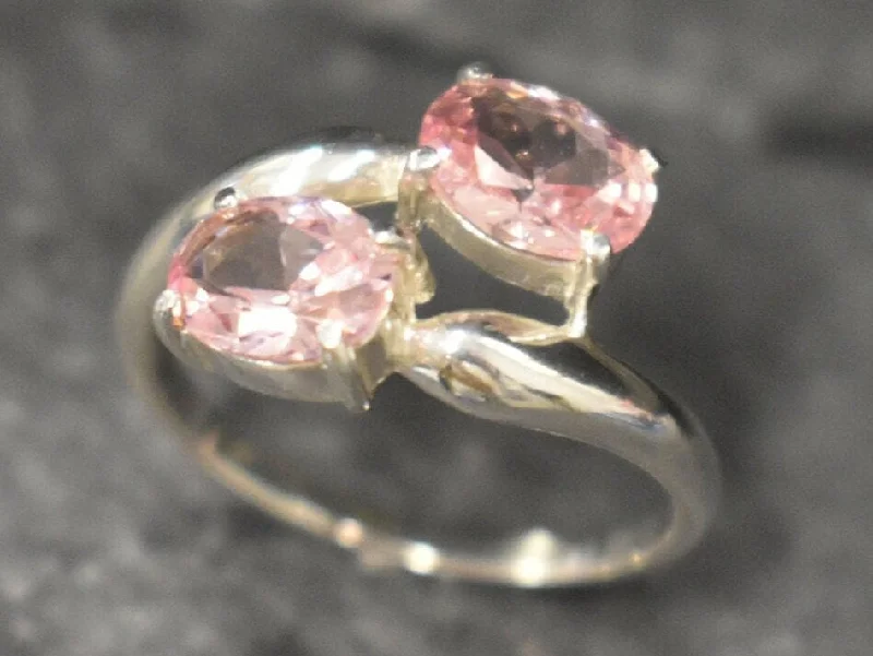 Women’s classic engagement rings-Morganite Ring - Pink Diamond Ring - Pink Bypass Ring