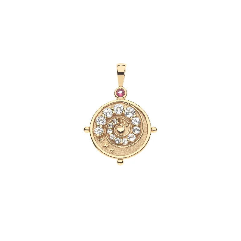 Women’s gold pendant necklaces with diamonds-Jane Win INSPIRATION Petite Embellished Coin Pendant Necklace