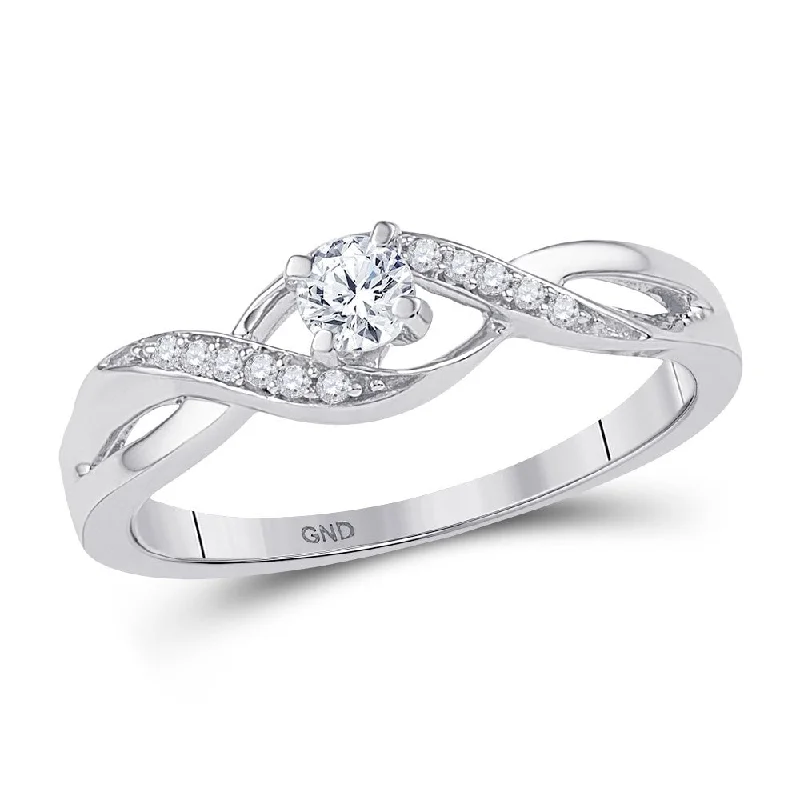 Women’s men’s wedding rings-10k White Gold Womens Round Diamond Solitaire Crossover Twist Promise Ring (1/6 Cttw, G-H Color, I2-I3 Clarity)