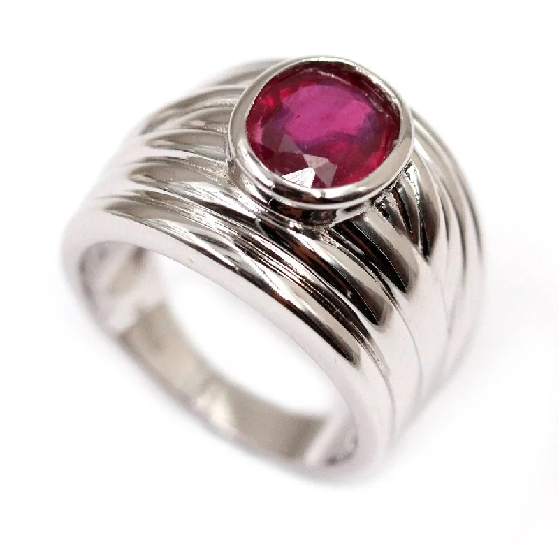 Women’s romantic rings-925 Sterling Silver Glass Filled Ruby Gemstone Ring