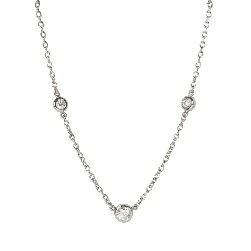 Women’s lock and key necklaces-.36ctw Diamond by the Yard 3 Station 14K White Gold Necklace