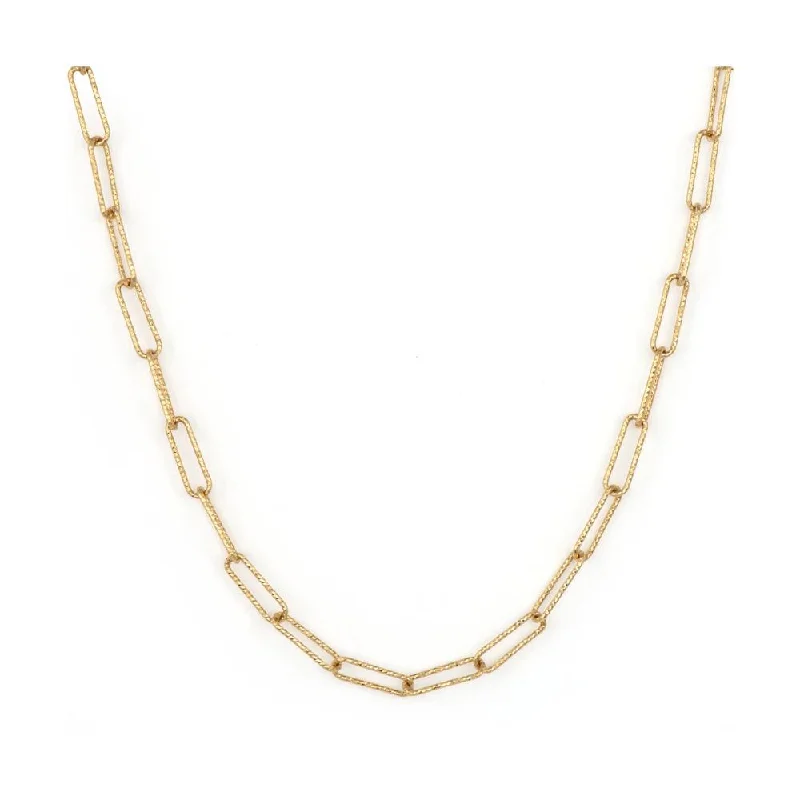 Women’s dainty necklaces-14K Yellow Gold Diamond Cut Paperclip Chain Necklace