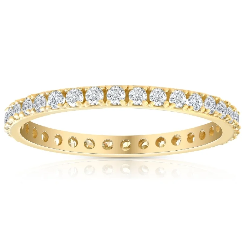 Women’s eternity band rings-1/2 Ct Diamond Eternity Ring 10k Yellow Gold Womens Stackable Anniversary Band