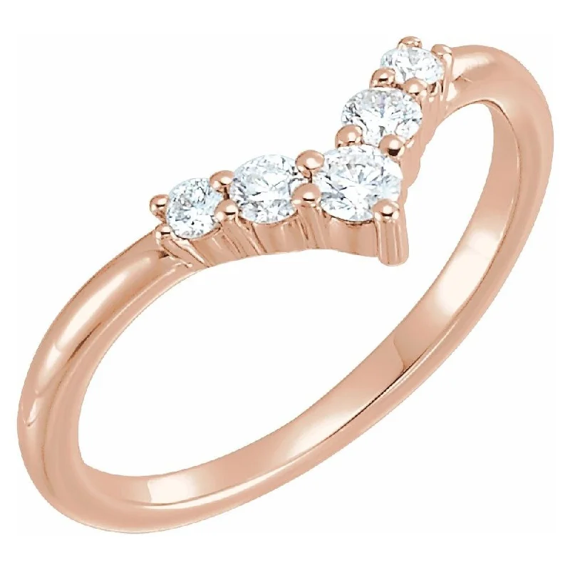 Women’s silver wedding rings-14K Rose Gold 1/4 CTW Diamond Graduated "V" Ring for Women