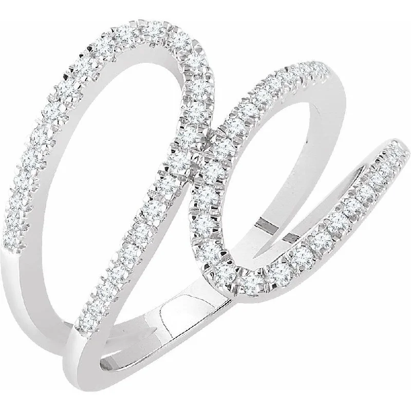 Women’s wedding rings with diamonds-14K White Gold 1/3 CTW Diamond Freeform Ring for Women