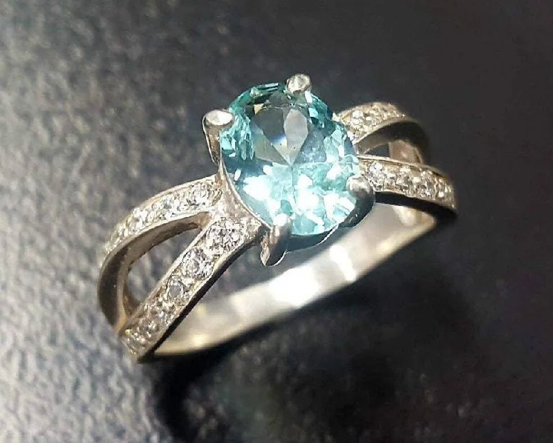 Women’s vintage emerald engagement rings-Aquamarine Ring - Blue Engagement Ring - Classy Vintage Ring