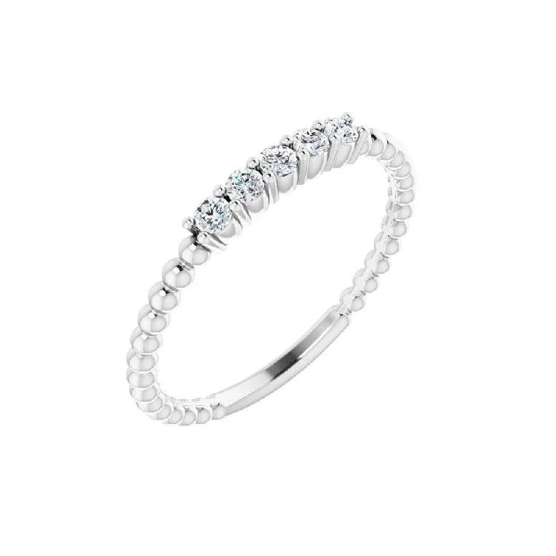 Women’s floral rings-14K White Gold 1/6 CTW Diamond Stackable Ring for Women