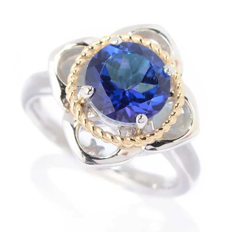 Women’s round diamond rings-925 Sterling SilverTanzanite Topaz Gemstone Ring