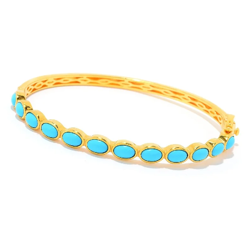 Women’s sparkle bracelets-Yellow Gold Plated Over Sterling Silver Sonora Turquoise Bangle