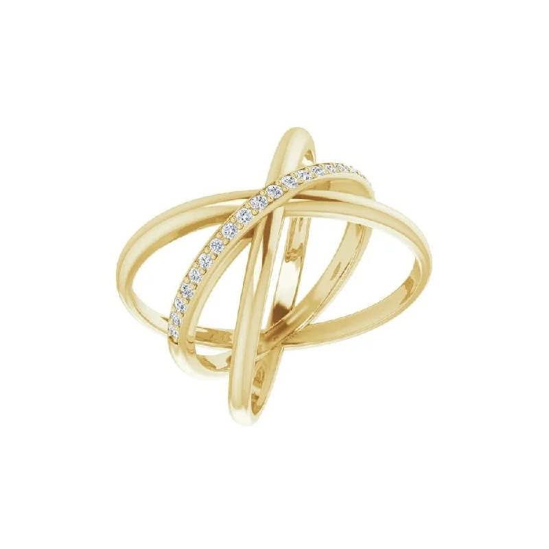 Women’s fashion rings-14K Yellow Gold 1/6 CTW Diamond Criss-Cross Ring for Women