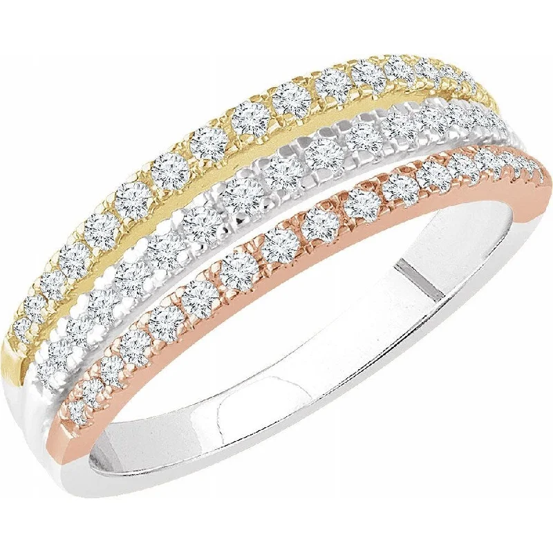 Women’s engagement rings for women-14K Tri-Color 1/2 CTW Diamond Stacked Ring for Women