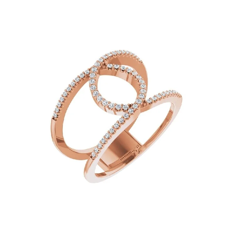 Women’s mixed metal rings-14K Rose Gold 1/5 CTW Diamond Interlocking Loop Ring for Women