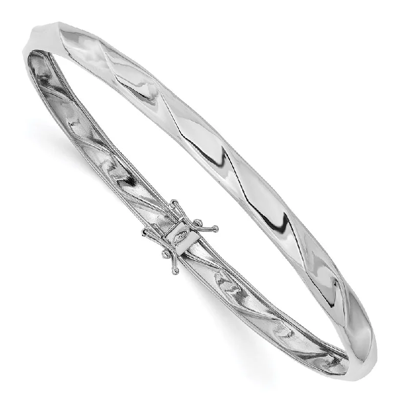 Women’s birthstone bracelets-14k White Gold Polished Twisted Flexible Bangle-WBC-DB596