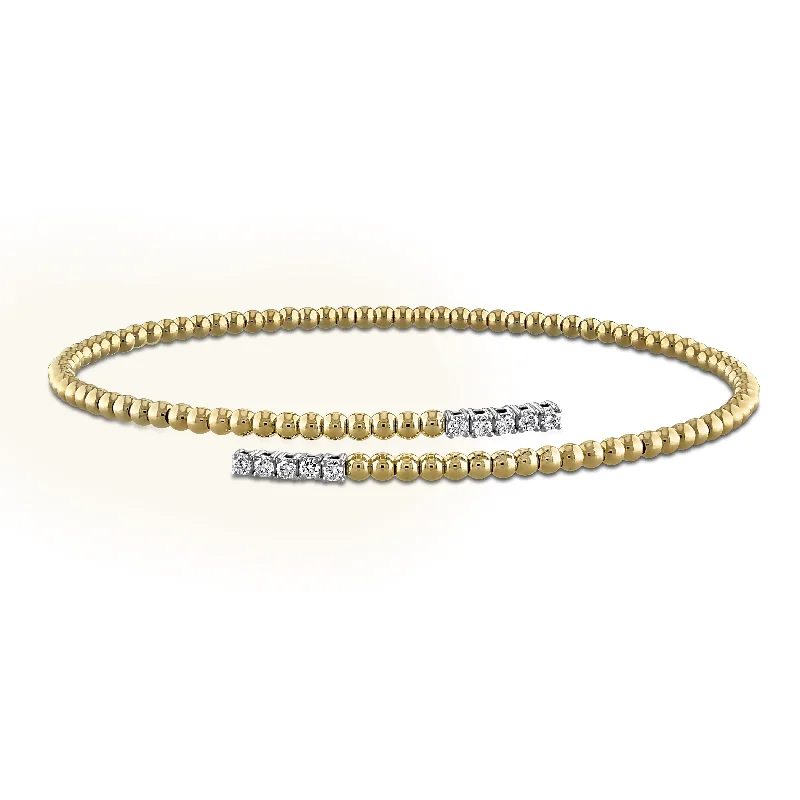 Women’s personalized bracelets-Miadora 1/5ct TW Diamond Bangle in 14k Two-Tone Yellow and White Gold