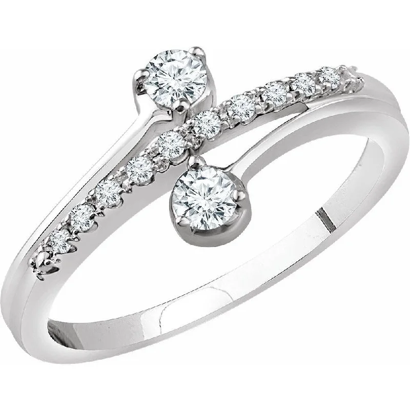 Women’s bridal sets-14K White Gold 1/4 CTW Diamond Two-Stone Ring for Women