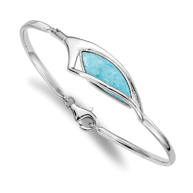 Women’s infinity bangles-Sterling Silver Rhodium-plated Larimar w/ Clasp Bangle-WBC-QB1301