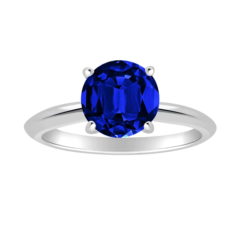 Women’s fashion rings-Auriya 14k White Gold Lab Grown Gemstone Blue Sapphire Ring Round 0.25 to 1.00 ct. tw. 4-Prong