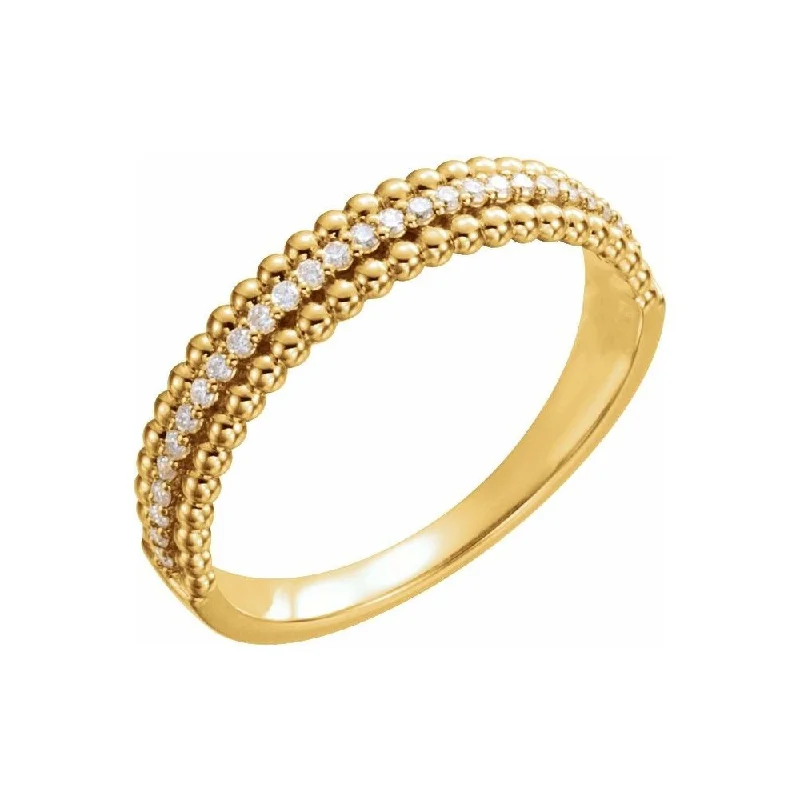 Women’s cocktail rings-14K Yellow Gold 1/6 CTW Diamond Beaded Ring for Women