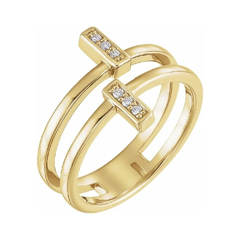 Women’s designer rings-14K Yellow Gold .06 CTW Diamond Bar Ring for Women