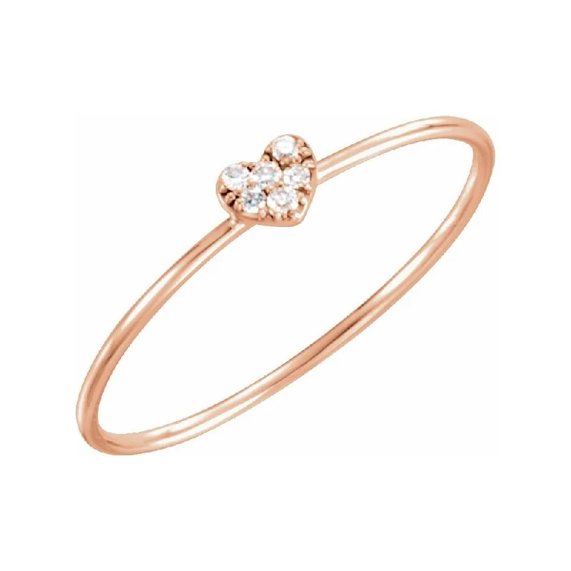 Women’s statement gemstone rings-14K Rose Gold .03 CTW Diamond Petite Heart Ring for Women