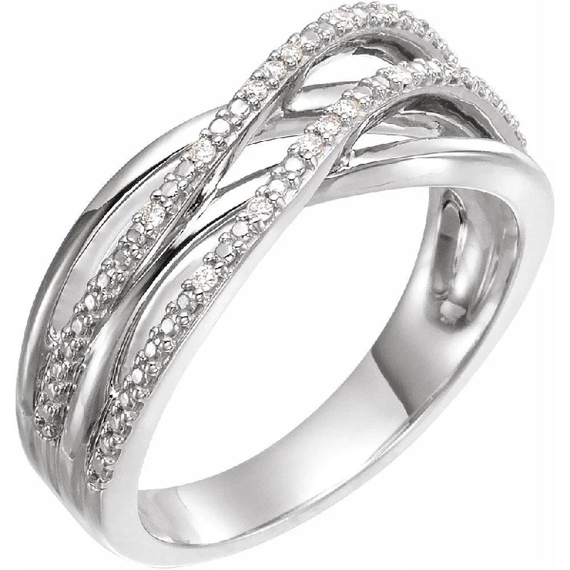 Women’s high-end engagement rings-14K White Gold .06 CTW Diamond Criss-Cross Ring for Women