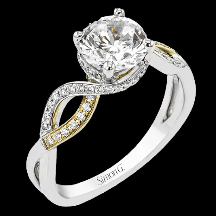 Women’s wedding engagement sets-18K White and Yellow Gold intertwined engagement ring featuring .20cttw diamonds.(Center stone sold separately)